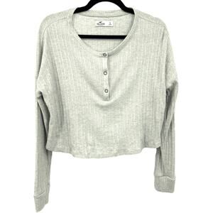 Hollister California Cropped Henley Women's S Pastel Green Y2K 90's Softgirl
